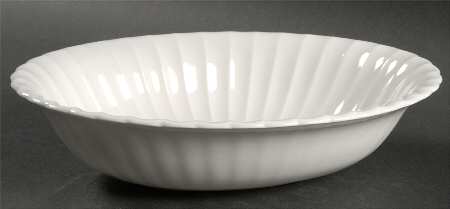 White Flute 10" Oval Vegetable Bowl