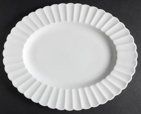 White Flute 13" Oval Serving Platter