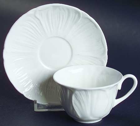 Oleander (White, Undecorated) Flat Demitasse Cup & Saucer Set