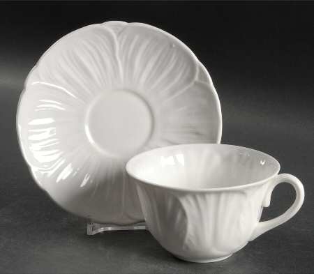 Oleander (White, Undecorated) Flat Cup & Saucer Set