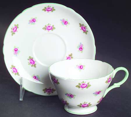 Rosebud Footed Cup & Saucer Set