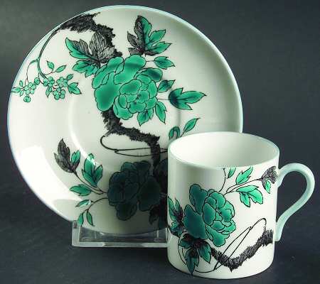 Chippendale Turquoise Flat Demitasse Cup & Saucer Set by Shelley