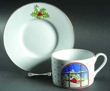 Home For The Holidays Flat Cup & Saucer Set