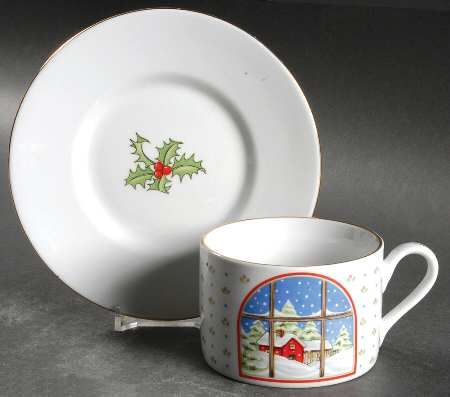 Home For The Holidays Flat Cup & Saucer Set