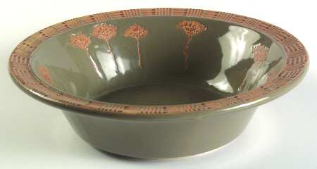 Cornflowers Green Rim Soup Bowl