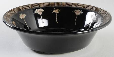 Cornflowers Black 9" Round Vegetable Bowl by Sasaki