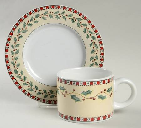 Christmas Bears Flat Cup & Saucer Set