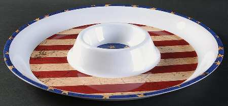 Colonial (Black Trim) 1 Piece Melamine Chip & Dip
