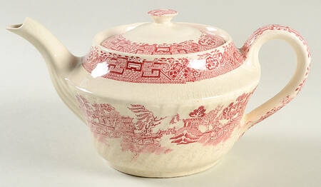 Old Willow Pink Teapot & Lid
