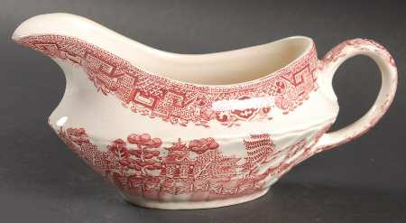 Old Willow Pink Gravy Boat