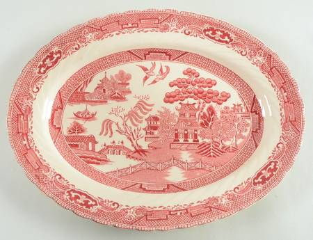 Old Willow Pink 12" Oval Serving Platter