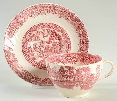 Old Willow Pink Flat Cup & Saucer Set