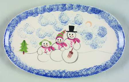 Snowman Family 12" Oval Serving Platter