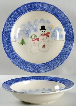 Snowman Family 10" Round Vegetable Bowl