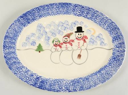 Snowman Family 14" Oval Serving Platter
