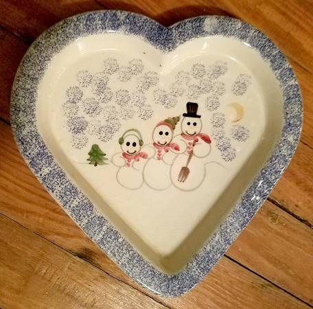Snowman Family Heart Shaped Dish