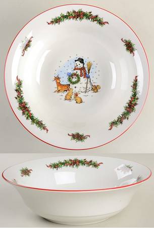 Snowman 9" Round Vegetable Bowl