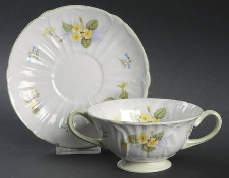 Primrose Footed Cream Soup Bowl & Saucer Set by Shelley