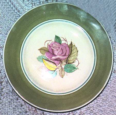 Patricia Rose Green (Dk Green Rim, Blue Ring) Dinner Plate