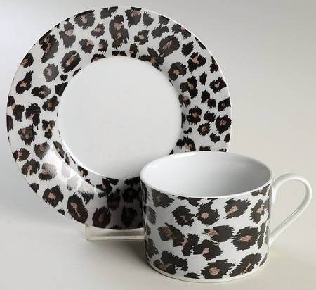 Snow Leopard Flat Cup & Saucer Set