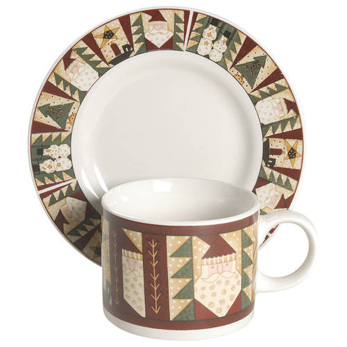 Christmas Patch Flat Cup & Saucer Set