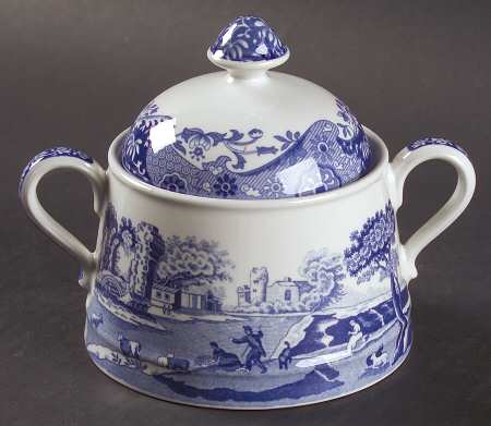 Blue Italian Ascot Sugar Bowl & Lid