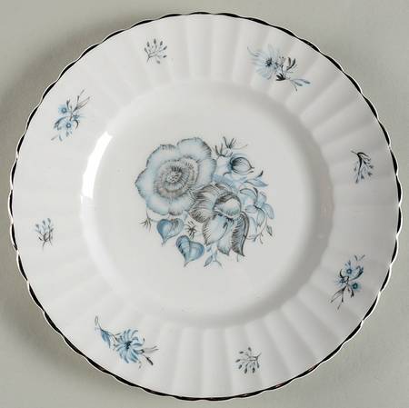 Blue Peony (Platinum Trim) Salad Plate