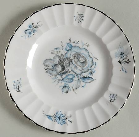 Blue Peony (Platinum Trim) Bread & Butter Plate