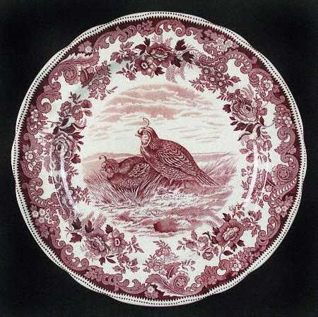 Game Birds-Brown (Floral Border) Dinner Plate