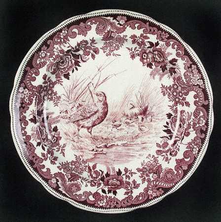 Game Birds-Brown (Floral Border) Dinner Plate