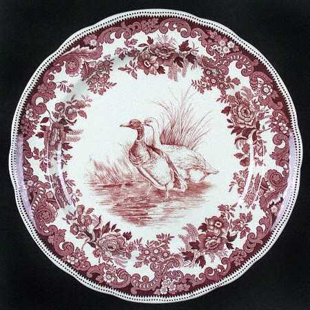 Game Birds-Brown (Floral Border) Dinner Plate