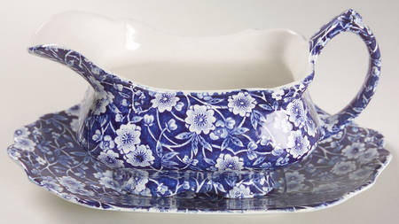Calico Blue (Crownford Stamp) Gravy Boat & Underplate