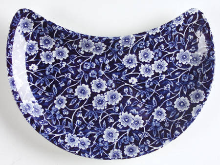 Calico Blue (Crownford Stamp) Crescent Salad Plate