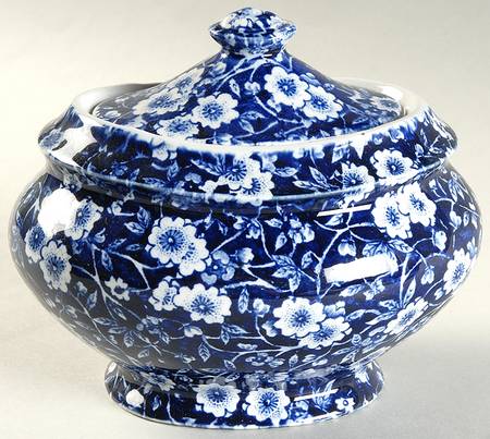 Calico Blue (Crownford Stamp) Sugar Bowl & Lid