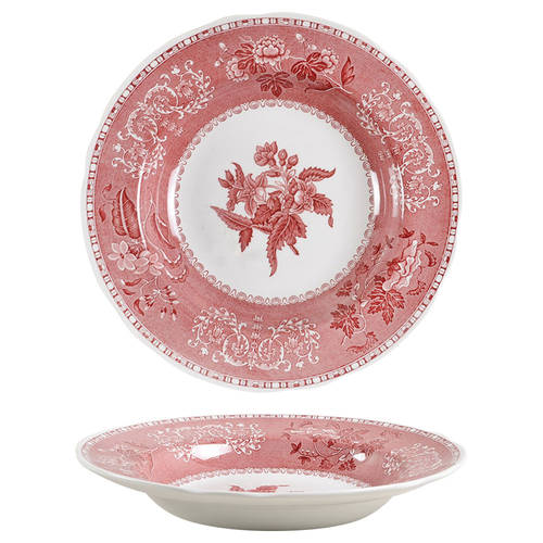 Pink Camilla (Scallop, New Stamp, Microwavable) Large Rim Soup Bowl by Spode