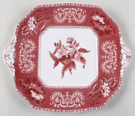 Pink Camilla (Scallop, New Stamp, Microwavable) Square Handled Cake Plate by Spode