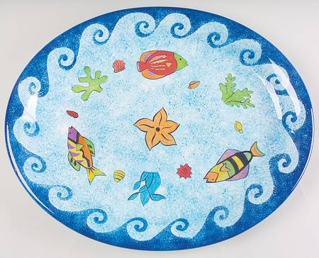 Pisces 18" Oval Serving Platter by Sango