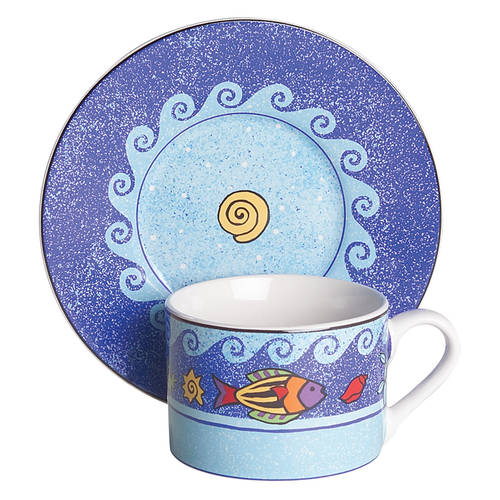 Pisces Flat Cup & Saucer Set by Sango