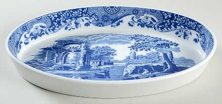 Blue Italian 12'' Oval Baker
