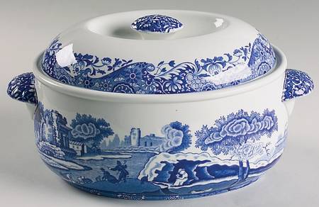 Blue Italian 2 Quart Oval Covered Casserole