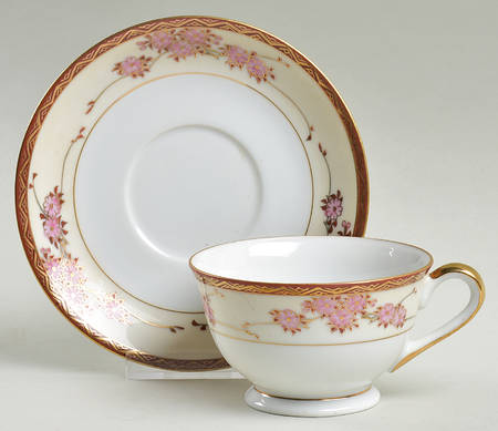 Three Cherries Footed Cup & Saucer Set