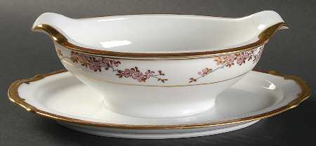 Three Cherries Gravy Boat with Attached Underplate