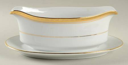 Gold Gravy Boat with Attached Underplate