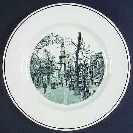 Boston Scenes Black Dinner Plate
