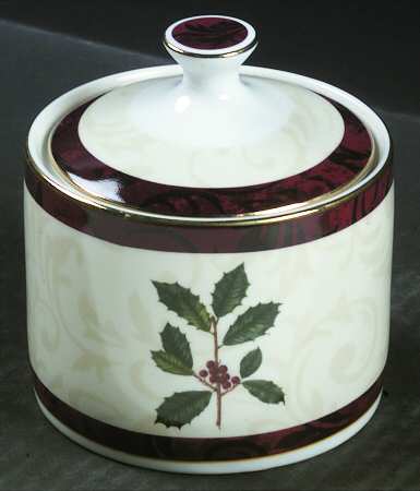 Christmas Holly Sugar Bowl & Lid