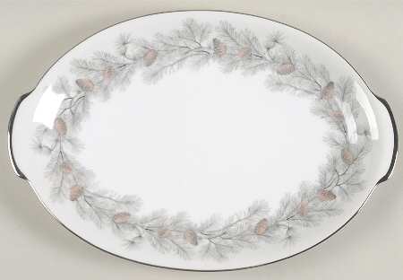 Sierra Pines (No #, Platinum Trim) 12" Oval Serving Platter