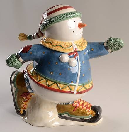 Sledding Characters Figural Cookie Jar & Lid