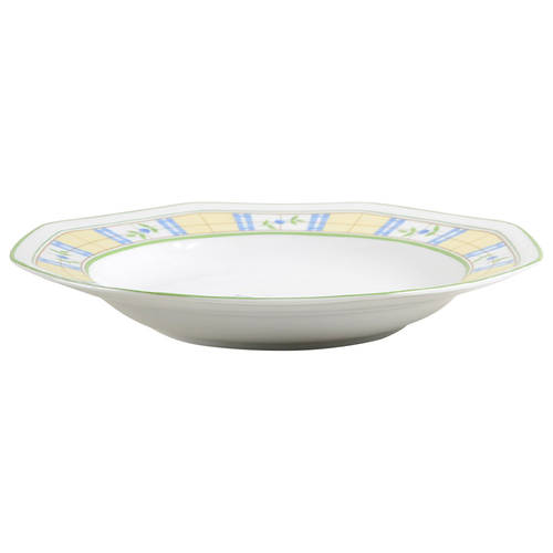 Gingham Blue Large Rim Soup Bowl by Studio Nova