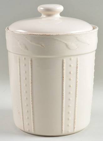 Sorrento Jicama (White, Terra Cotta Accents) Large Canister & Lid