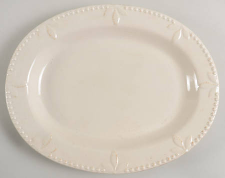 Sorrento Jicama (White, Terra Cotta Accents) 14" Oval Serving Platter
